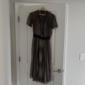 D&G Black and Brown Animal Print Midi Dress